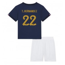 Frankrike Theo Hernandez #22 Hemmaställ Barn VM 2022 Korta ärmar (+ Korta byxor)